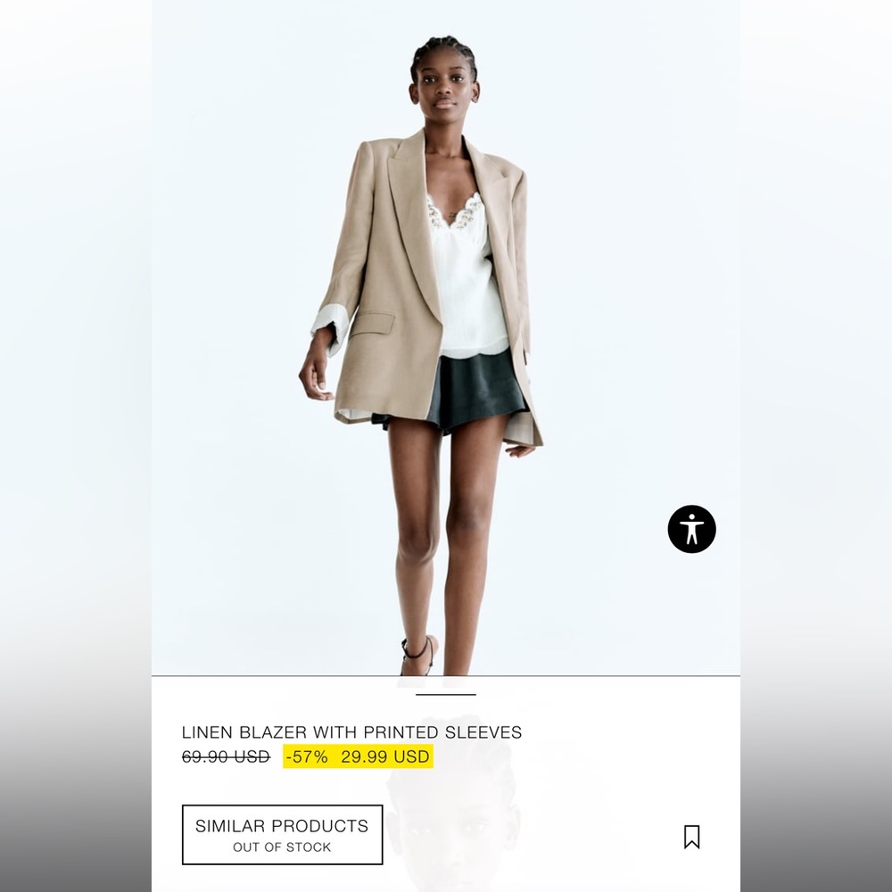 Zara Linen Blazer | Beige USW M